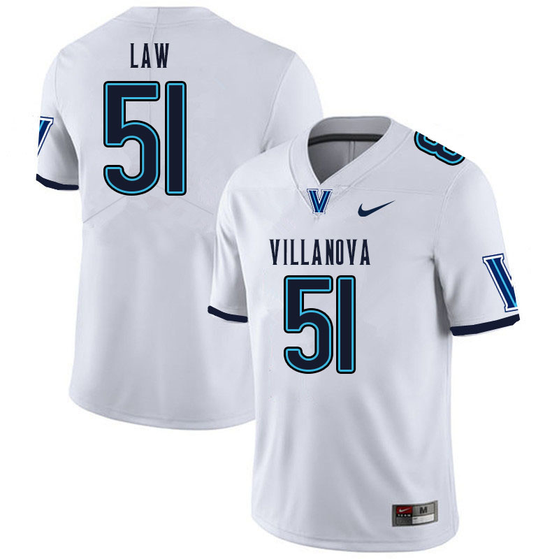 Men #51 Dale Law Villanova Wildcats College Football Jerseys Sale-White